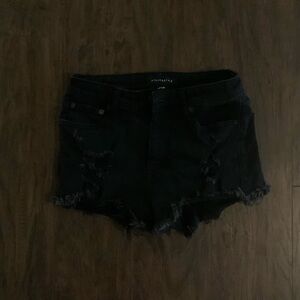 Aeropostale Black Frayed Jean Shorts